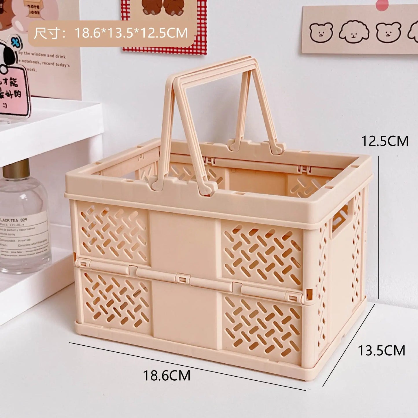 Mini Sammenleggbar Oppbevaringskurv – Skrivebord & Sminke