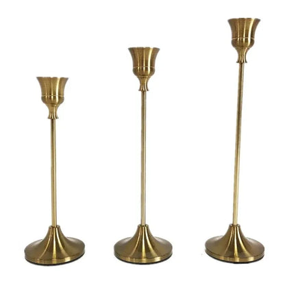 3-pk Gull Lysestaker – Elegant Dekorasjon til Bryllup og Hjem