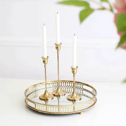 3-pk Gull Lysestaker – Elegant Dekorasjon til Bryllup og Hjem